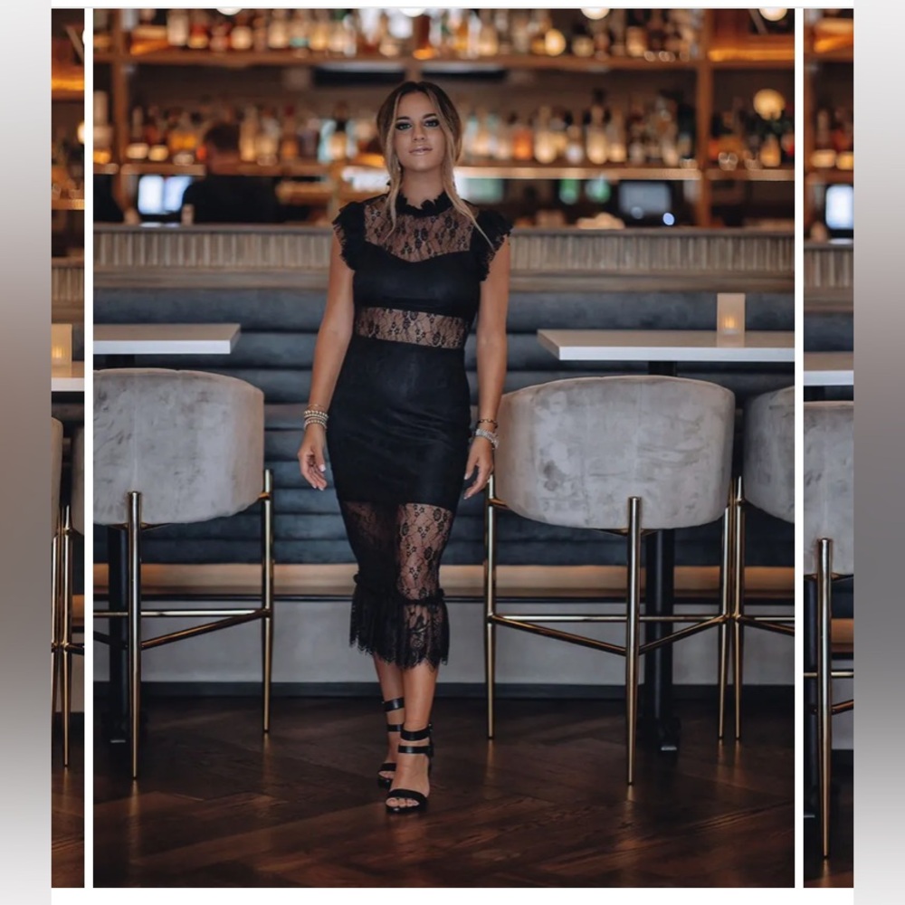Vici Black Lace Midi Dress